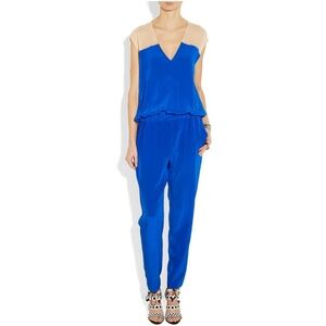 Mason by Michelle Mason Royal Blue Silk Jumpsuit (Size 2)
